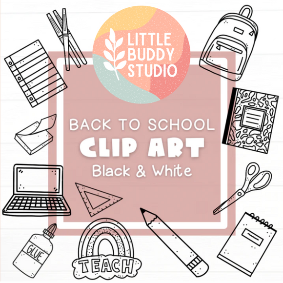 SCHOOL SUPPLY CLIP ART - Black Line [DIGITAL DOWNLOAD]