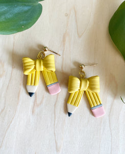 PENCIL BOWS - clay earrings