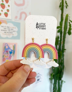 CLOUDY RAINBOW - clay earrings