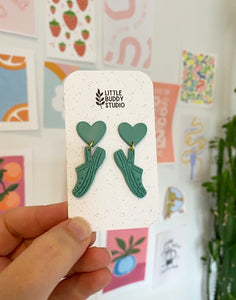 TEAL CROC- clay earrings