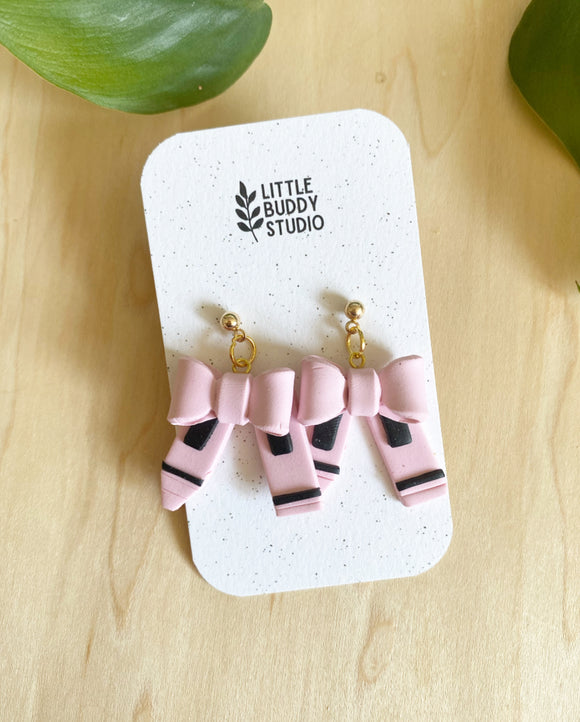 LIGHT PINK CRAYON - clay earrings